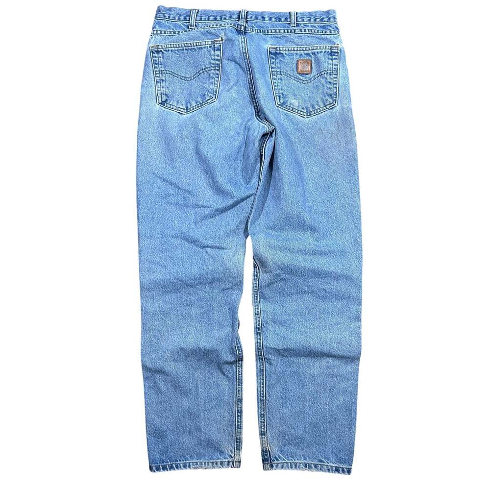 Carhartt Jeans 34x31 Relaxed Fit Light Wash Blue Denim Pants Distressed Workwear